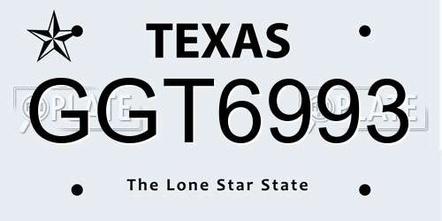 GGT6993 Texas License Plate