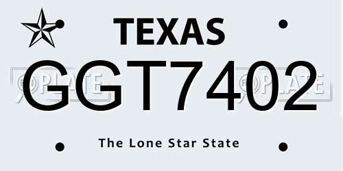 GGT7402 Texas License Plate