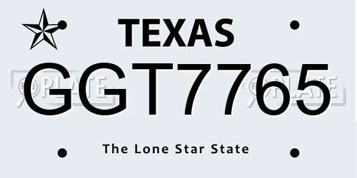 GGT7765 Texas License Plate
