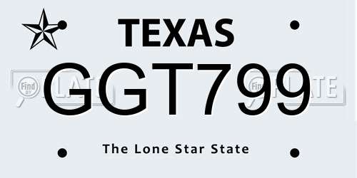 GGT799 Texas License Plate