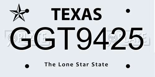 GGT9425 Texas License Plate