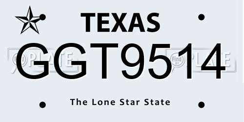 GGT9514 Texas License Plate