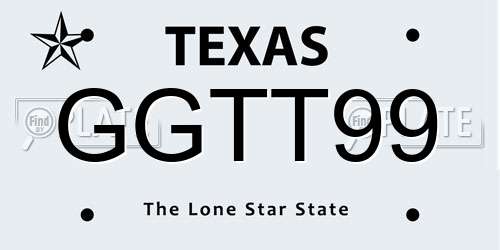 GGTT99 Texas License Plate