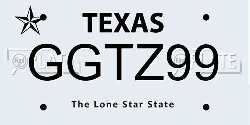 GGTZ99 Texas License Plate