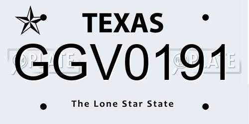 GGV0191 Texas License Plate