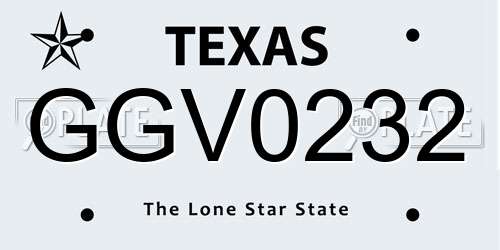 GGV0232 Texas License Plate