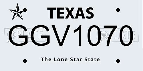GGV1070 Texas License Plate