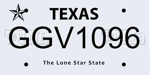 GGV1096 Texas License Plate