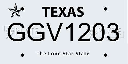 GGV1203 Texas License Plate