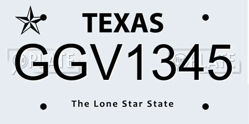 GGV1345 Texas License Plate