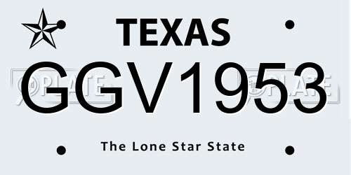 GGV1953 Texas License Plate
