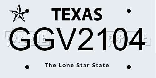 GGV2104 Texas License Plate