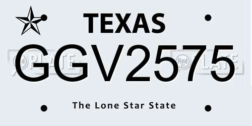 GGV2575 Texas License Plate