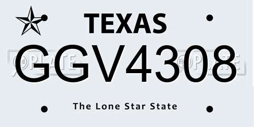 GGV4308 Texas License Plate