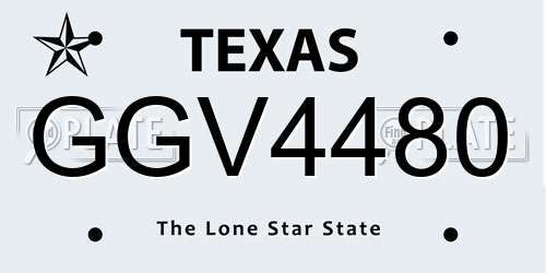 GGV4480 Texas License Plate