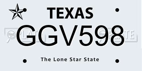 GGV598 Texas License Plate