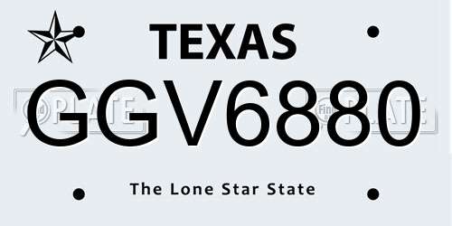 GGV6880 Texas License Plate