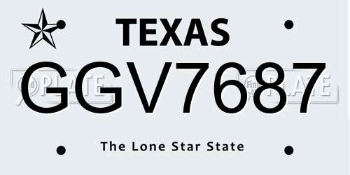 GGV7687 Texas License Plate