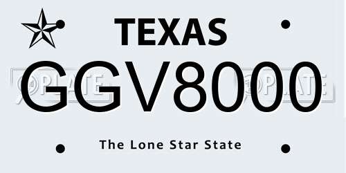 GGV8000 Texas License Plate