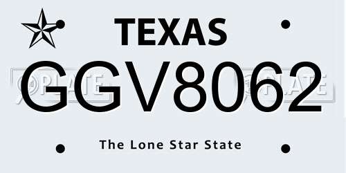 GGV8062 Texas License Plate