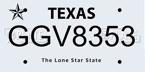 GGV8353 Texas License Plate