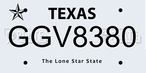 GGV8380 Texas License Plate