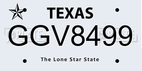 GGV8499 Texas License Plate