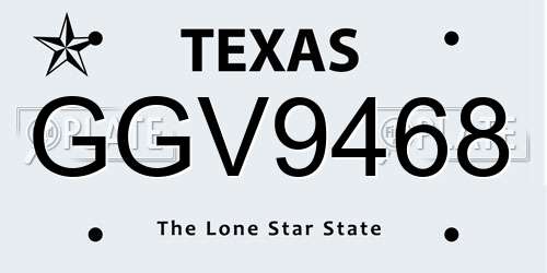 GGV9468 Texas License Plate