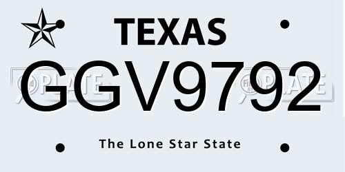 GGV9792 Texas License Plate