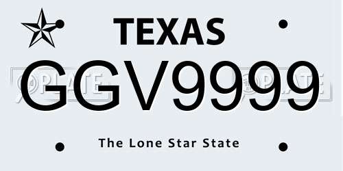 GGV9999 Texas License Plate