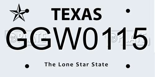 GGW0115 Texas License Plate