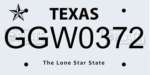 GGW0372 Texas License Plate