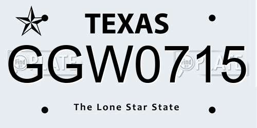 GGW0715 Texas License Plate