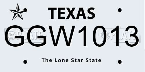 GGW1013 Texas License Plate