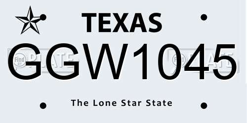 GGW1045 Texas License Plate
