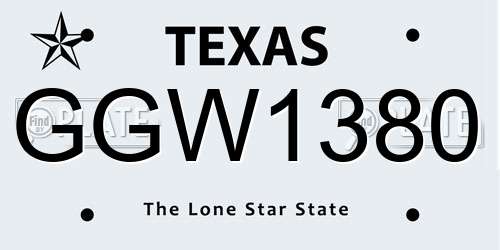 GGW1380 Texas License Plate