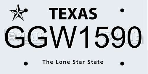GGW1590 Texas License Plate