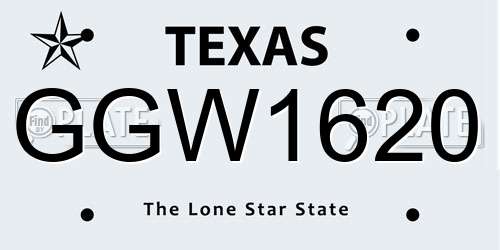 GGW1620 Texas License Plate