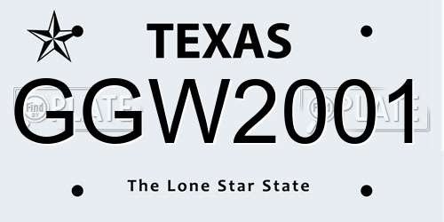 GGW2001 Texas License Plate