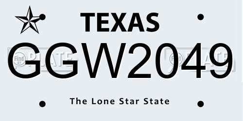 GGW2049 Texas License Plate