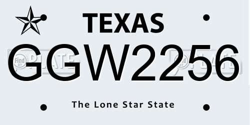 GGW2256 Texas License Plate