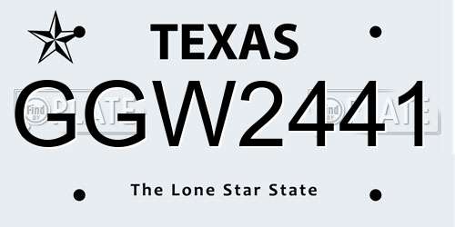 GGW2441 Texas License Plate