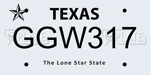 GGW317 Texas License Plate