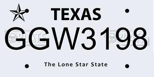 GGW3198 Texas License Plate