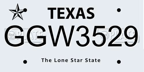 GGW3529 Texas License Plate