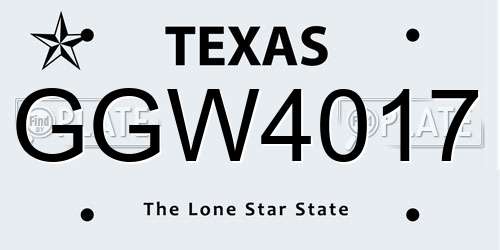 GGW4017 Texas License Plate