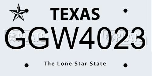 GGW4023 Texas License Plate