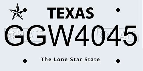GGW4045 Texas License Plate