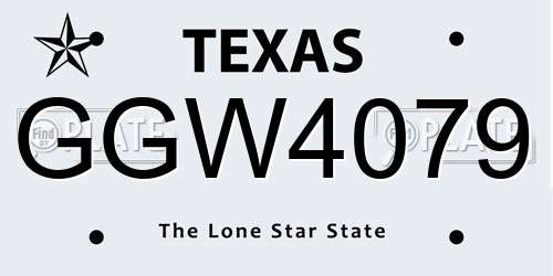 GGW4079 Texas License Plate