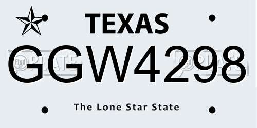 GGW4298 Texas License Plate